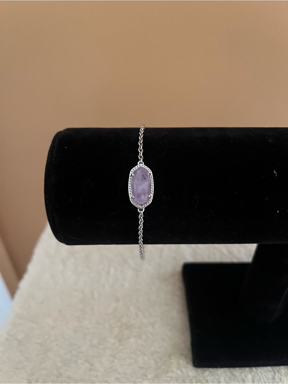 Kendra Scott Elaina Amethyst Silver Adjustable Bracelet